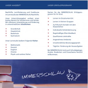 Nachhilfe Hamburg, der neue Flyer mit den Seiten 2 und 3.